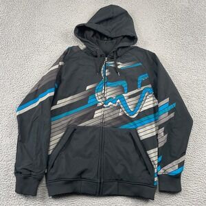 Fox Racing Jacket Mens M Black Blue Tech FX-180 Series Full Zip Hoodie 46306